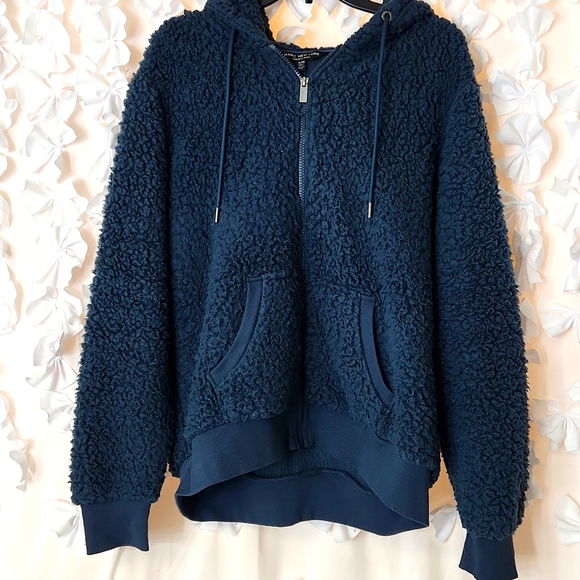 Jacket, Teal Blue/Green Soft, Fuzzy, Teddy Bear 🧸 Hoodie, Zipup, Womens, - Picture 1 of 10